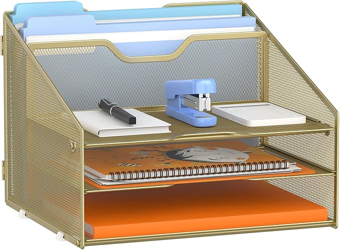 Letter Tray Organizer, Mesh Desk File Organizer by Gawerk
