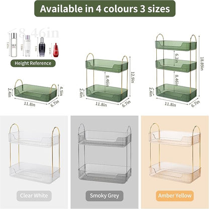 2 Tier Bathroom Organizer Countertop Makeup Perfume Tray Skincare Organizer - Image 2