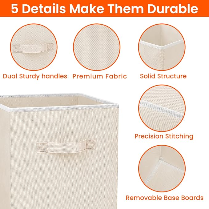 Storage Cubes - 11 Inch Heavy Duty Fabric Storage Bins - Image 3