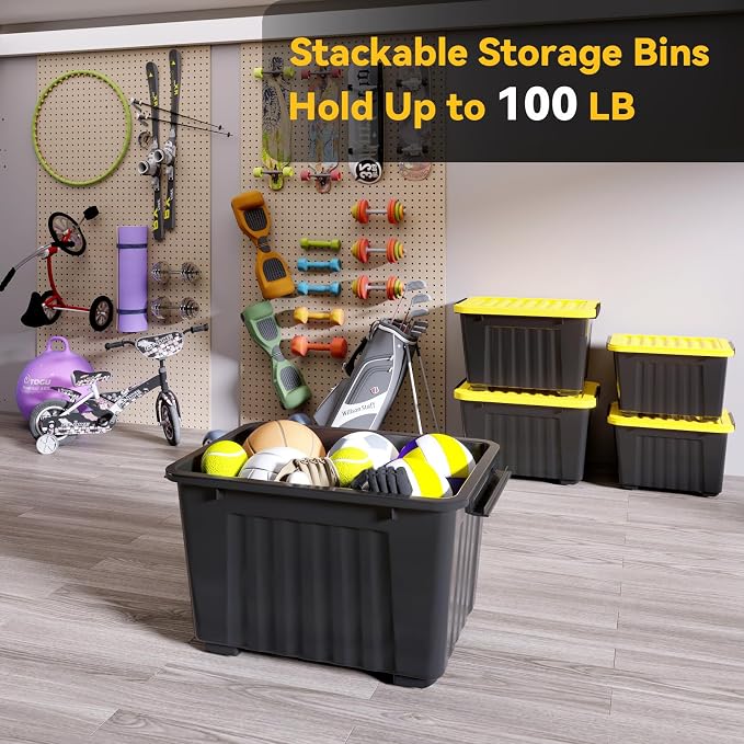 Nazhura 97 Quart Plastic Storage Bin, Stackable and Nestable Storage Boxes - Image 6