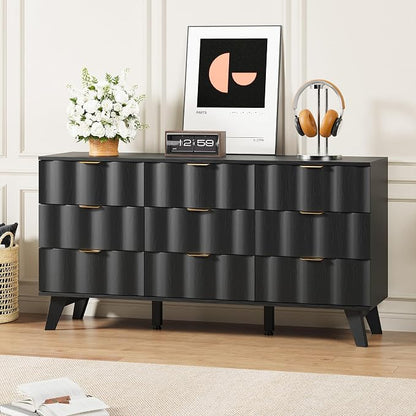 9 Drawer Dresser, Modern Fluted Storage Dresser by EnjoyaWarmandCozyLife