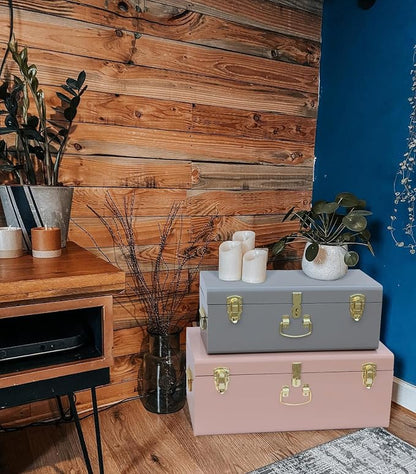 Vixdonos Decorative Metal Box Storage Trunks Set of 2 College Dorm Chest - Image 5