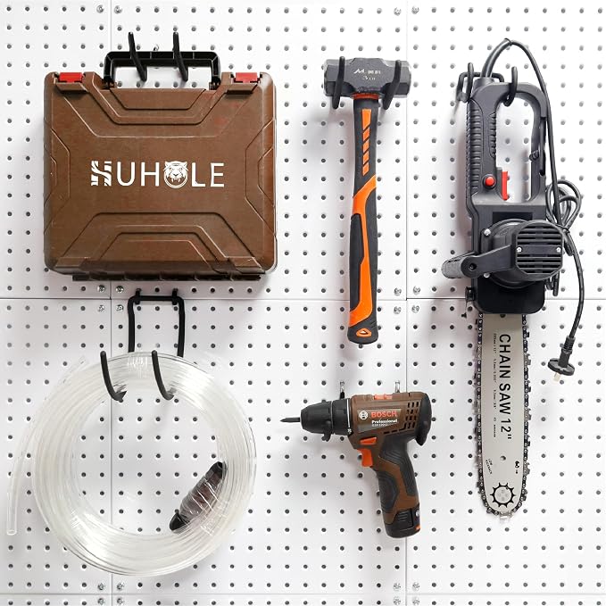 HUHOLE Pegboard Drill Holder, Peg Board Utility Hooks, 8 Pack Heavy Duty Peg - Image 6