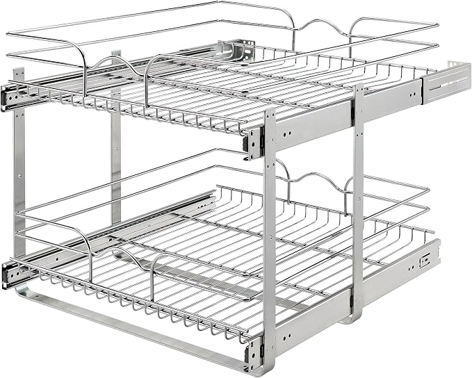Rev-A-Shelf 2 Tier Kitchen Cabinet Pullout Shelf and Drawer Organizer Slide Out by Rev-A-Shelf