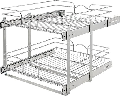 Rev-A-Shelf 2 Tier Kitchen Cabinet Pullout Shelf and Drawer Organizer Slide Out by Rev-A-Shelf