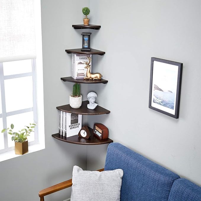 Corner Shelves, Floating Corner Shelf, Round End Wall Mount - Image 6