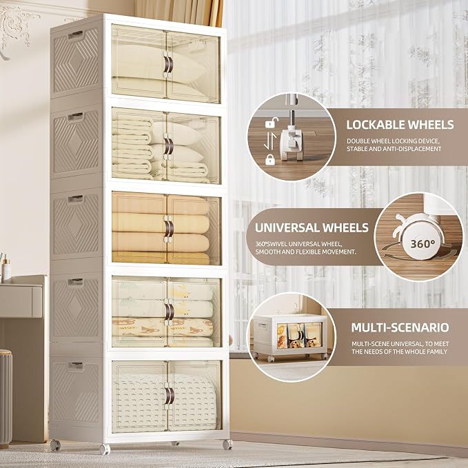 520 QT / 130 Gal Large Foldable Stackable Plastic Storage Cabinet - Image 4