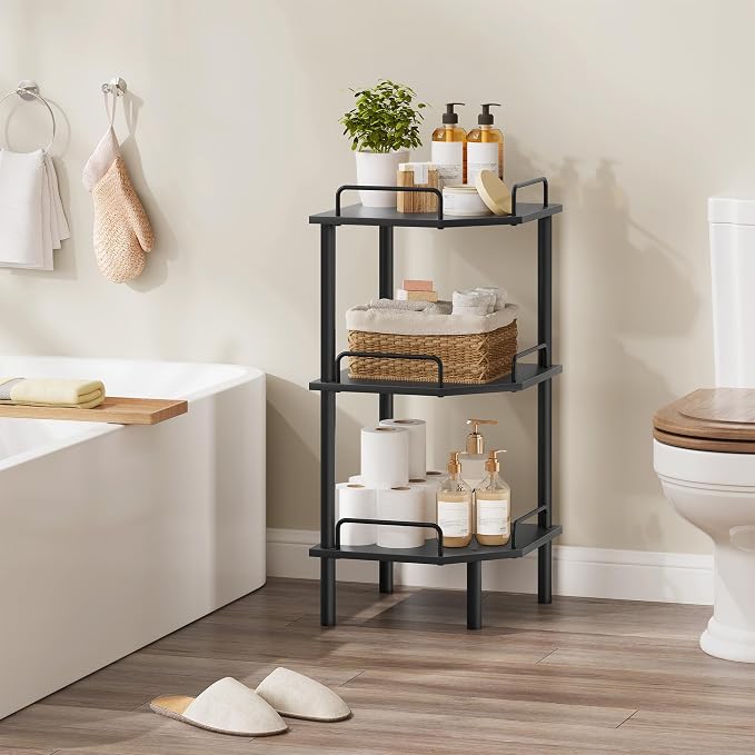 Tajsoon 3 Tier Corner Shelf Stand, Standing Corner Shelf Unit, Industrial - Image 7