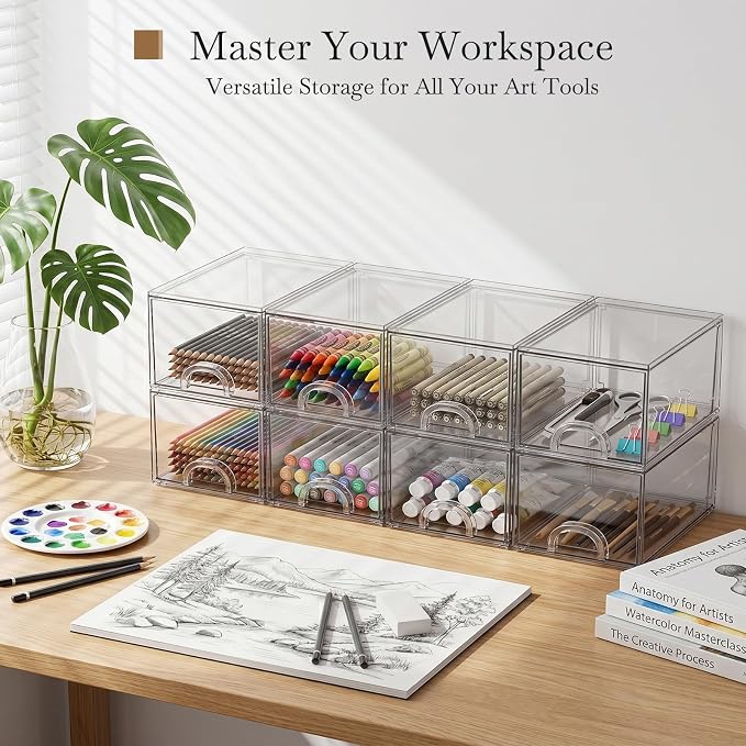 8 Pack Small Clear Stackable Acrylic Storage Boxes - Image 3