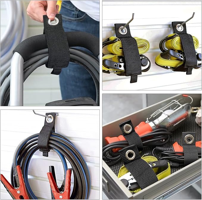Zkptops 10Pcs Extension Cord Holder Organizer Heavy Duty Storage Straps Hook - Image 7