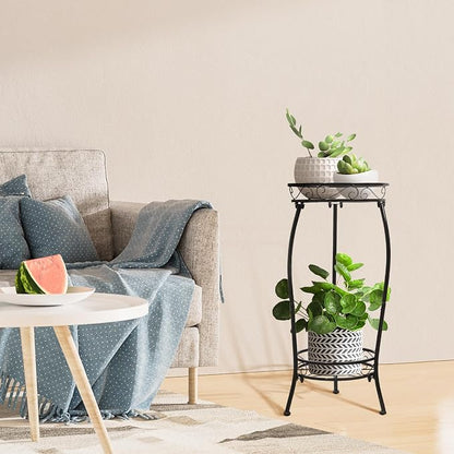 2 Pack Plant Stand Indoor Outdoor 2 Tier 27" Tall Metal Potted Holder Rack - Image 3