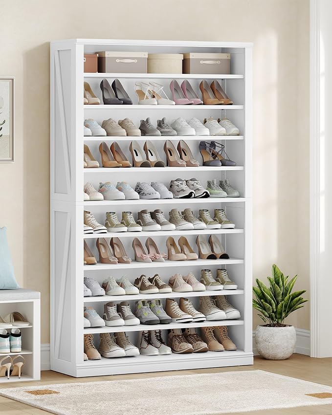 Hzuaneri Shoe Storage Cabinet, 10 Tiers Farmhouse Tall Shoe Cubby Organizer | by Hzuaneri