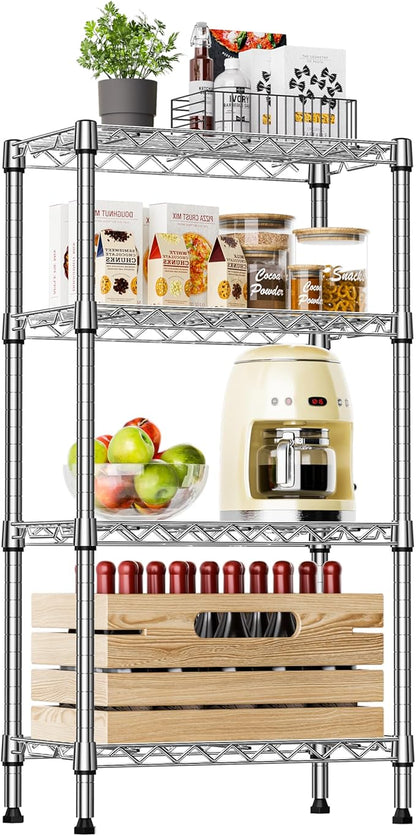 IZEUK 4 Tier Steel Storage Shelves, Heavy Duty Metal Shelf Wire Shelving Rack by IZEUK