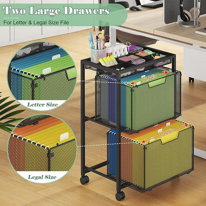 Rolling File Cart with 2 Drawers, Under Desk Storage Cabinet with DIY Divider - Image 5