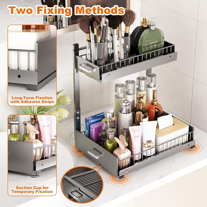 Under Sink Organizer, 2 Tier Slide Out Kitchen Cabinet Organizers - Image 6