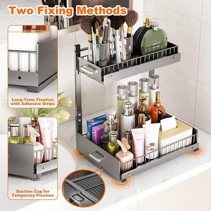 Under Sink Organizer, 2 Tier Slide Out Kitchen Cabinet Organizers - Image 6