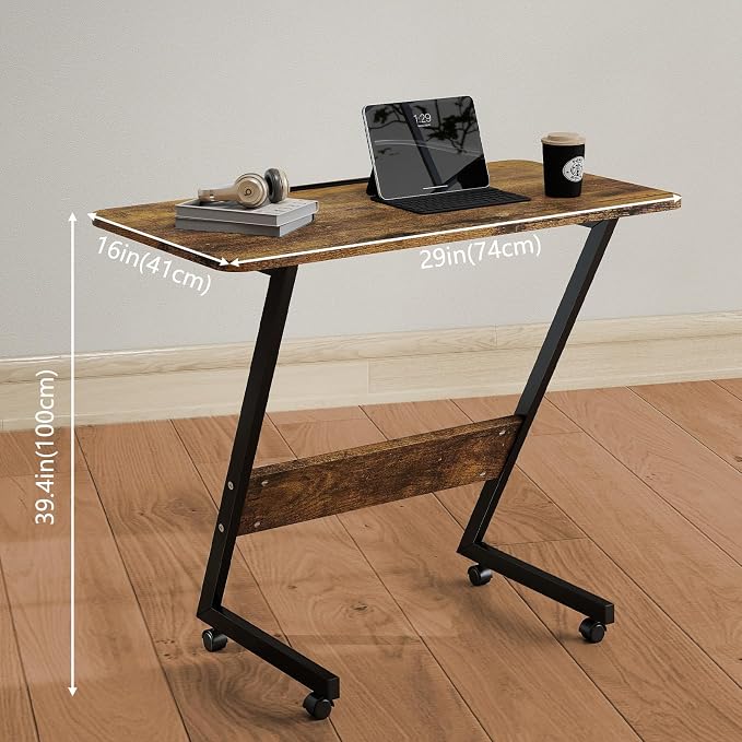 Overbed Bedside Table with Wheels, Small Desk Portable Rolling, Overbed Table - Image 2