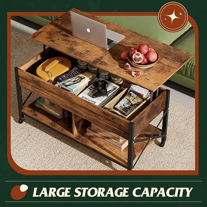 WLIVE Coffee Table, 41.3" Lift Top Coffee Table - Image 6