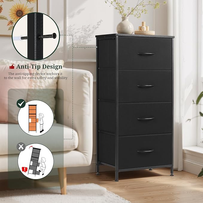 4 Drawers Dresser for Bedroom Fabric Storage Tower - Image 4