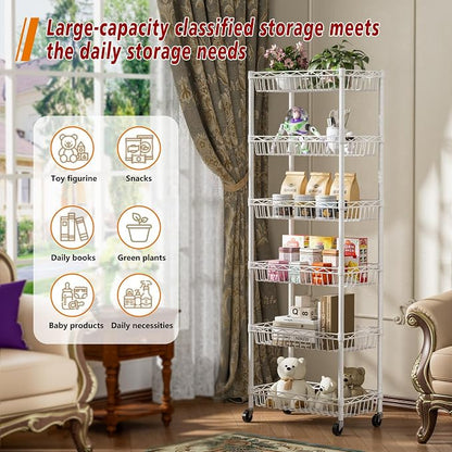 6 Tier Basket Shelf Wire Shelving Unit Adjustable Storage Shelves Big Basket - Image 8