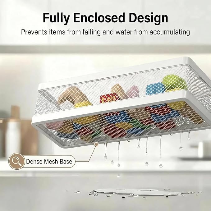 PUSDON 5-in-1 16.5" Extra Long Slim Wall Mount Wrapped Mesh Kitchen Organizer & - Image 5