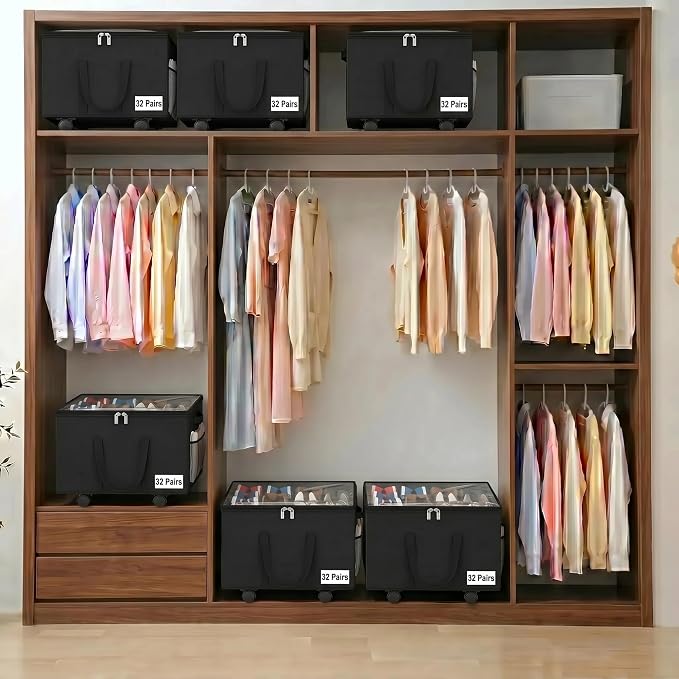Large Shoe Organizer for Closet, 16 Pairs Shoe Storage Box - Image 2