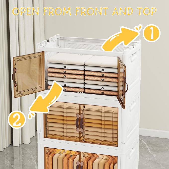Storage Bins with Lids and Wheels, Collapsible Bathroom Storage Cabinet with - Image 6