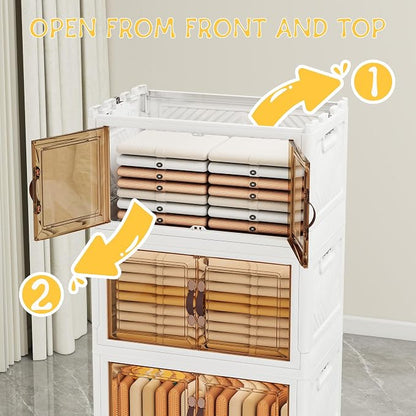 Storage Bins with Lids and Wheels, Collapsible Bathroom Storage Cabinet with - Image 6