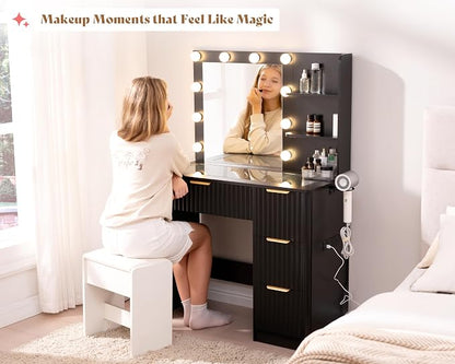 AMERLIFE 36.2" Fluted Vanity Desk - Image 4