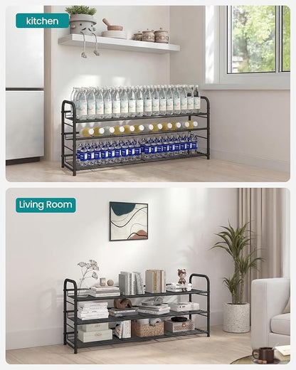 SONGMICS Stackable Shoe Rack, 3 Tier Metal Shoes Rack Storage Shelf, Holds up - Image 6