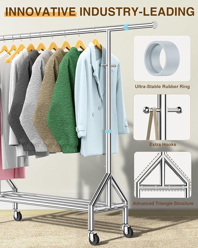 Upgraded 100% Stainless Steel Clothing Rack Load 760LBS, Heavy Duty Clothes - Image 5