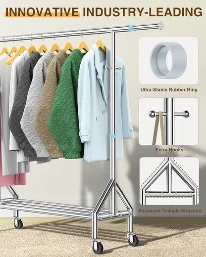Upgraded 100% Stainless Steel Clothing Rack Load 760LBS, Heavy Duty Clothes - Image 5