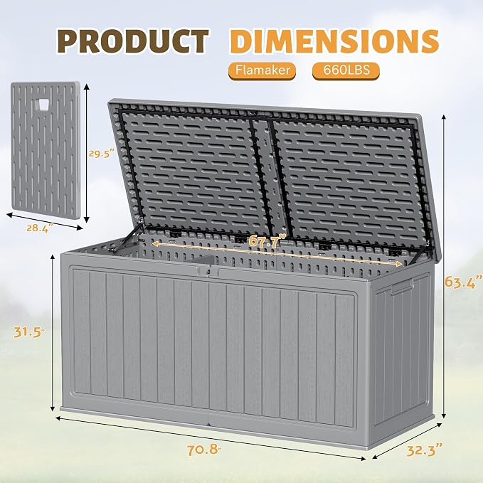 Flamaker Resin Deck Box 270 Gallon, XXL Waterproof Storage Box - Image 6