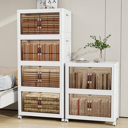 Storage Bins with Lids and Wheels, Collapsible Bathroom Storage Cabinet with - Image 6