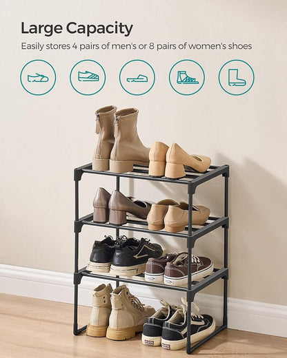 SONGMICS Shoe Rack, 3-Tier Shoe Organizer, Metal Storage Shelf, Upright or - Image 6