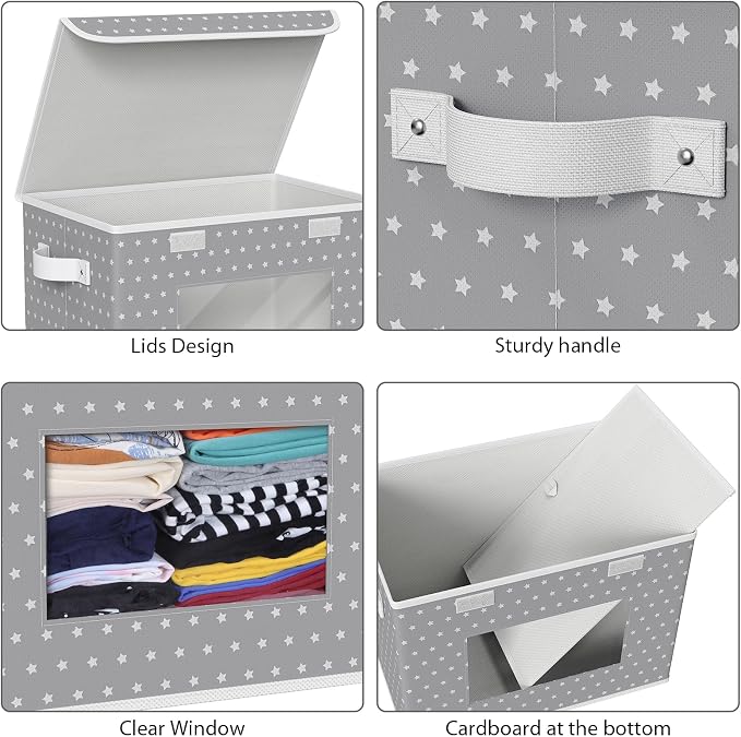 Univivi Fabric Foldable Storage Boxes Large Collapsible Stackable Storage Bins - Image 4