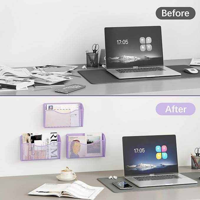 EasyPAG Wall File Organizer, Metal Mesh Hanging File Folder Holder - Image 4