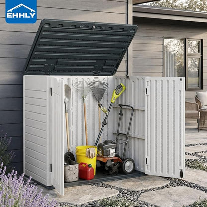 EHHLY Horizontal Resin Storage Shed, 35 Cuft Garden Tool Sheds & Outdoor Storage - Image 6