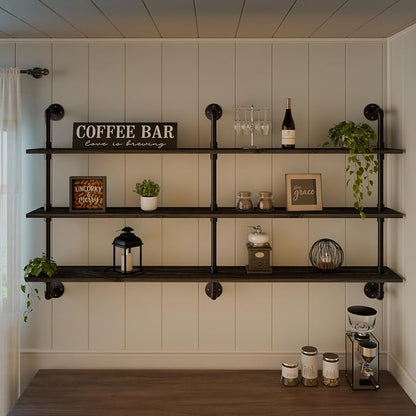 HDDFER Floating Shelves 70 inch Wall Bookshelf Industrial Pipe Shelving Shelves - Image 3