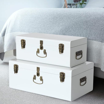 Vixdonos Decorative Metal Box Storage Trunks Set of 2 College Dorm Chest - Image 7