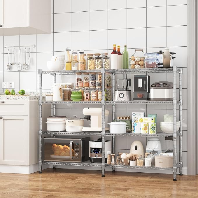 Homdox Heavy Duty Storage Shelves, 4 Tier Wire Shelving Unit, Adjustable Metal - Image 6