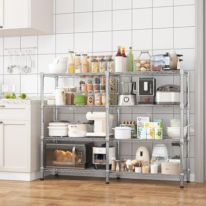 Homdox Heavy Duty Storage Shelves, 4 Tier Wire Shelving Unit, Adjustable Metal - Image 6