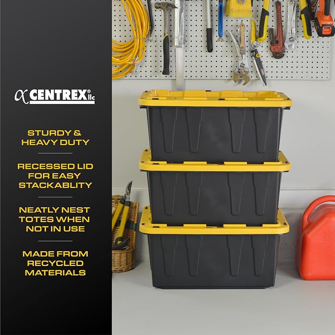 BLACK & YELLOW, 17-Gallon Heavy Duty Tough Storage Container & Snap-Tight Lid - Image 2