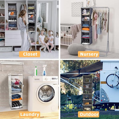 6-Shelf Hanging Closet Organizer and Storage, Collapsible Hanging Shelves - Image 6
