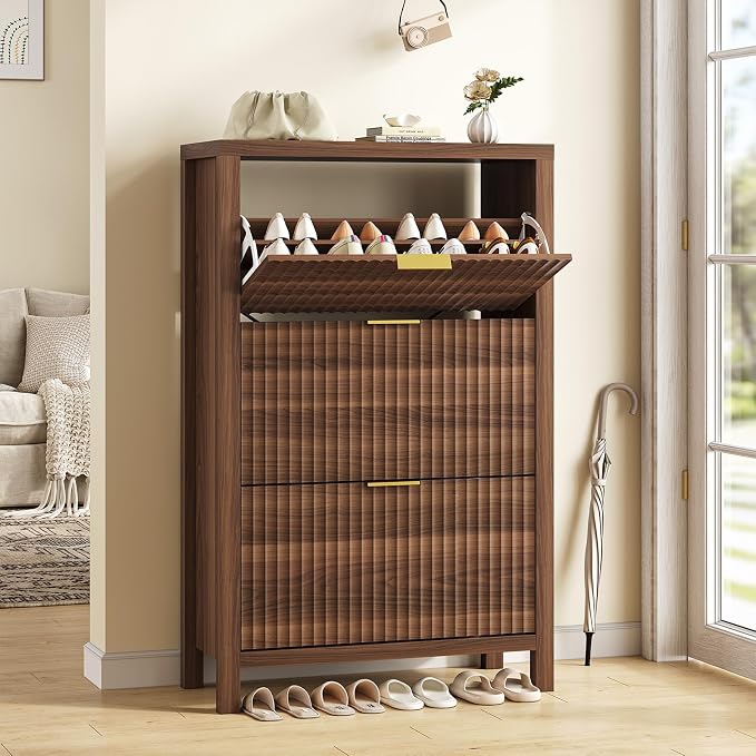 32" Fluted Shoe Cabinet Storage - Image 3