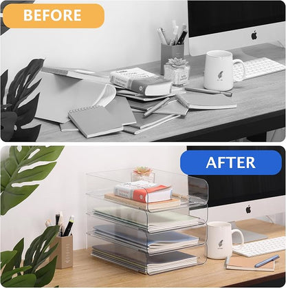 Set of 4 Office Organization and Storage, Stackable Document and File Paper - Image 7