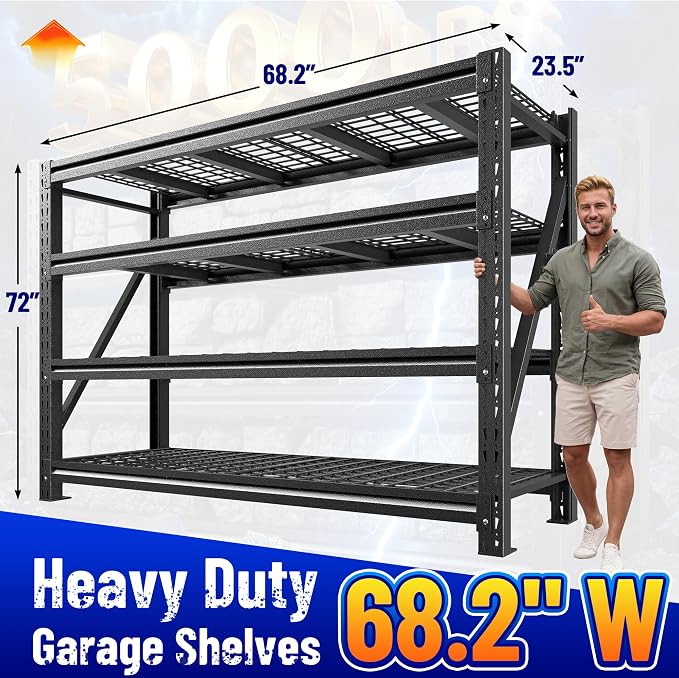 Romorgniz 5020LBS Heavy Duty Garage Shelving, 68.2" W Storage Shelves - Image 2