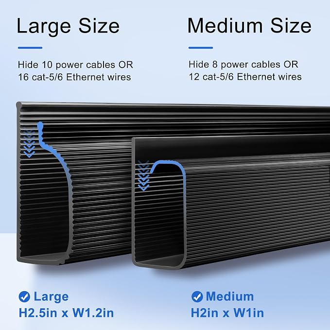 ZhiYo Cable Management Under Desk J Channel, 63in Cable Raceway, Self-Adhesive - Image 6