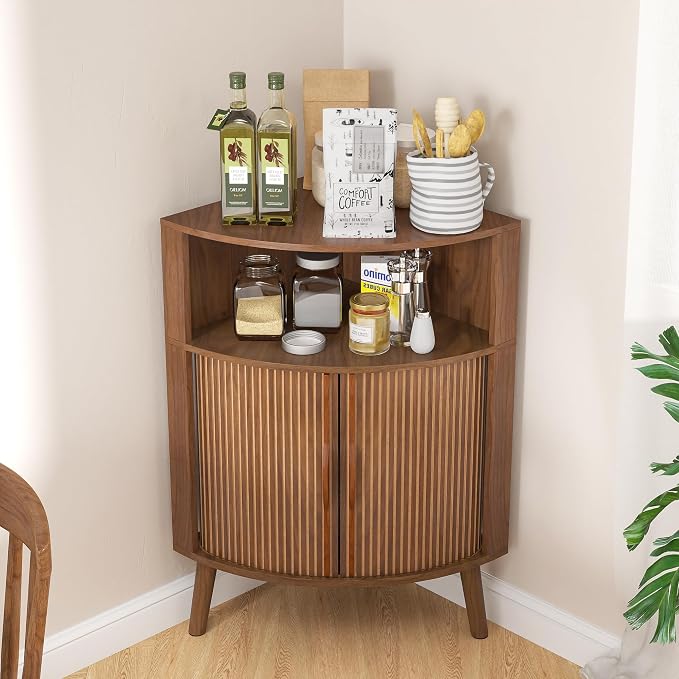 Bathroom Corner Storage Cabinet, 31.5''H Small Floor Corner Cabinet - Image 8