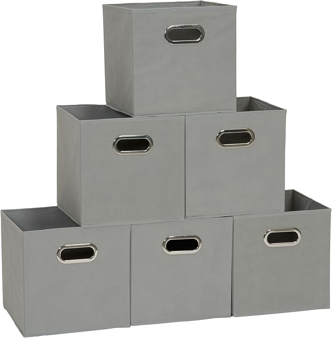Household Essentials 84-1 Foldable Fabric Storage Bins Set of 6 Cubby Cubes by HouseholdEssentials